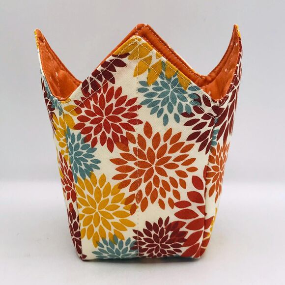 Microwave Pint Cozy: Reversible Cotton Pint Size Cozy In Fall Florals - Picture 1 of 5